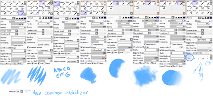 Кисти для неба и облаков в Paint Tool Sai