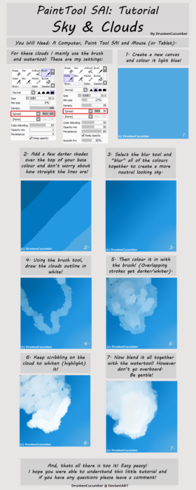 Кисти для неба и облаков в Paint Tool Sai