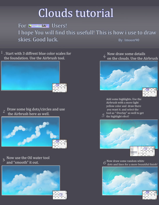 Кисти для неба и облаков в Paint Tool Sai