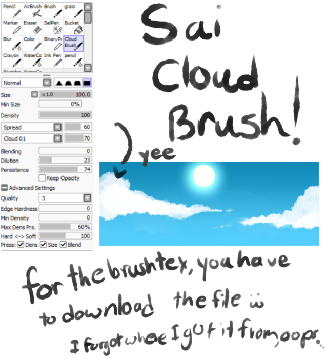Кисти для неба и облаков в Paint Tool Sai