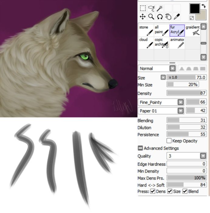 Как нарисовать волосы в paint tool sai