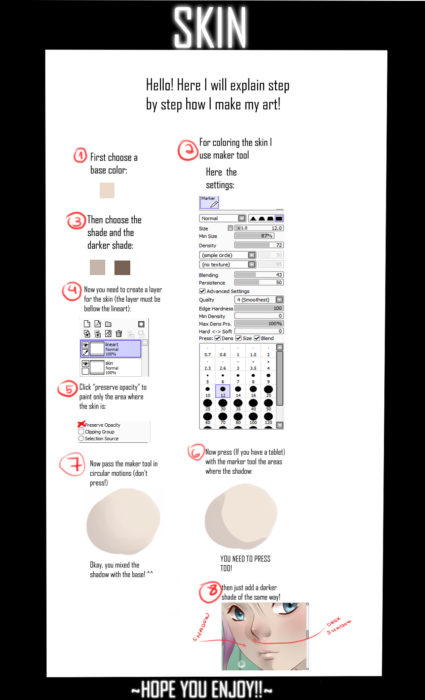 Кисти для рисования кожи в Paint Tool Sai