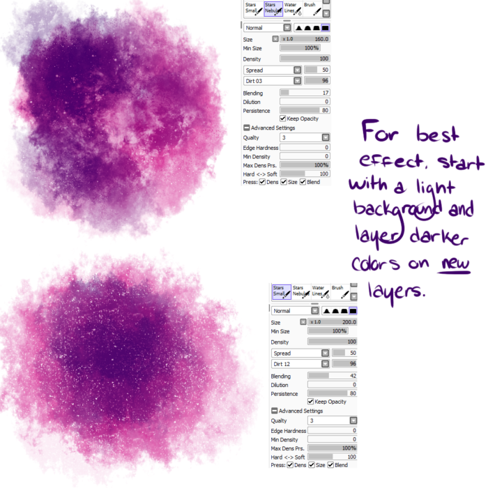 Кисти для неба и облаков в Paint Tool Sai