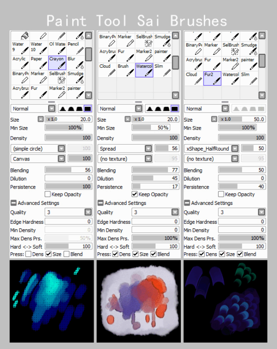 Создать кисть paint tool sai