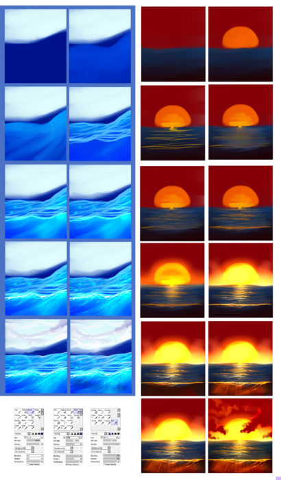 Кисти для рисования воды в Paint Tool Sai